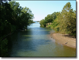 The mouth of Euclid Creek at Lake Erie.